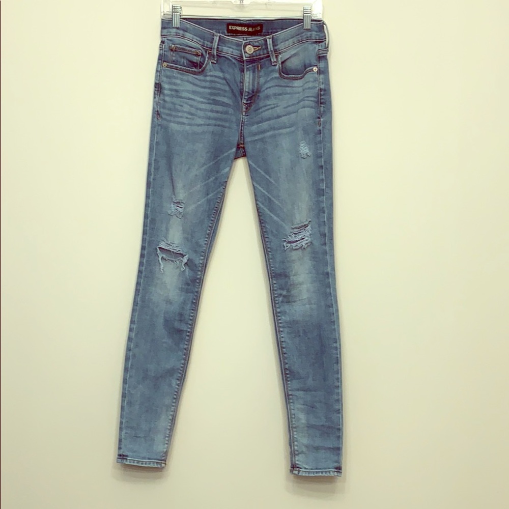 Express mid rise distressed denim legging